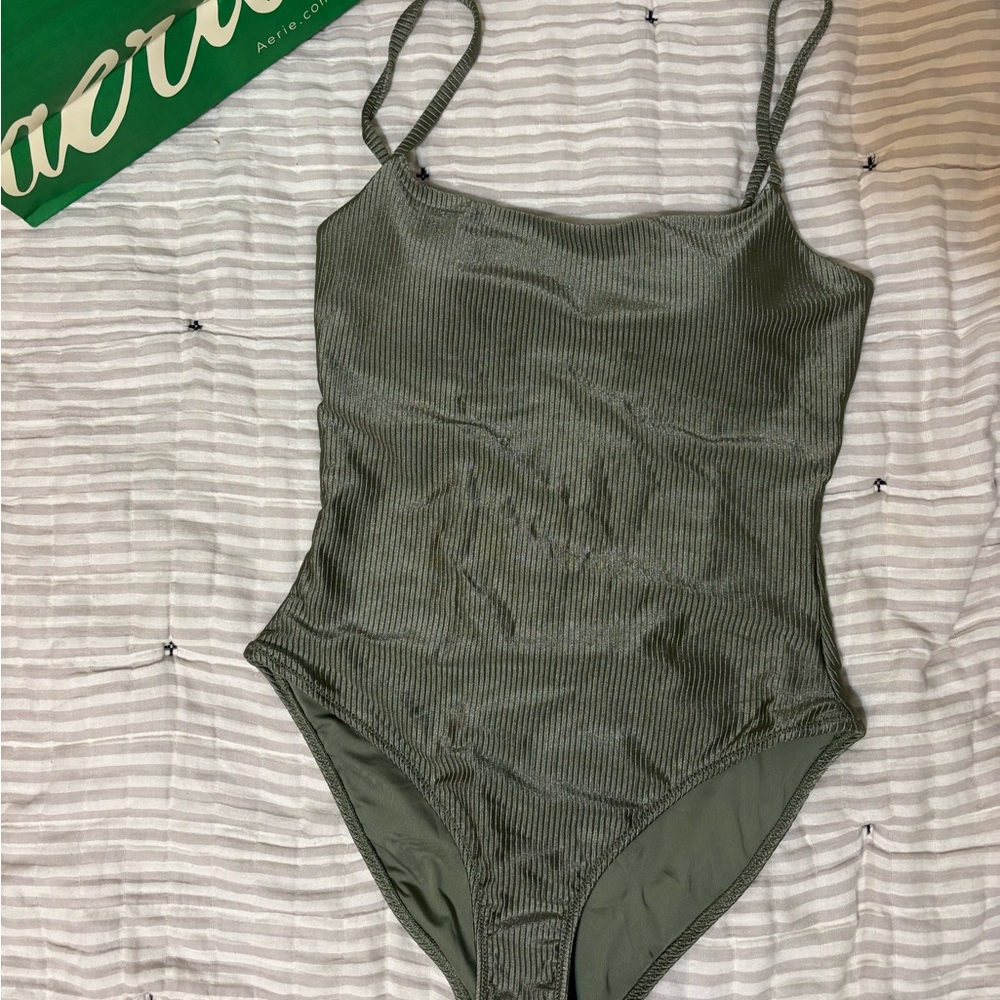 Aerie Olive Ribbed Swimsuit